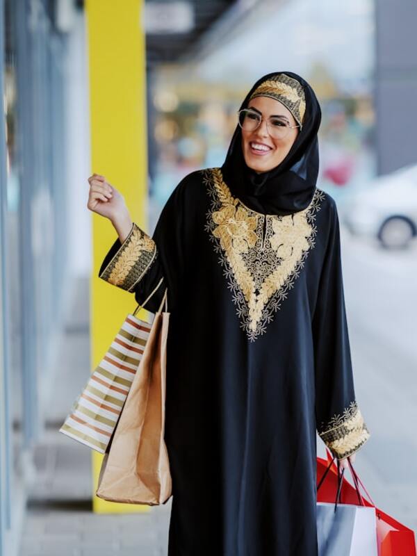 Gulf shopper with bags at a mall